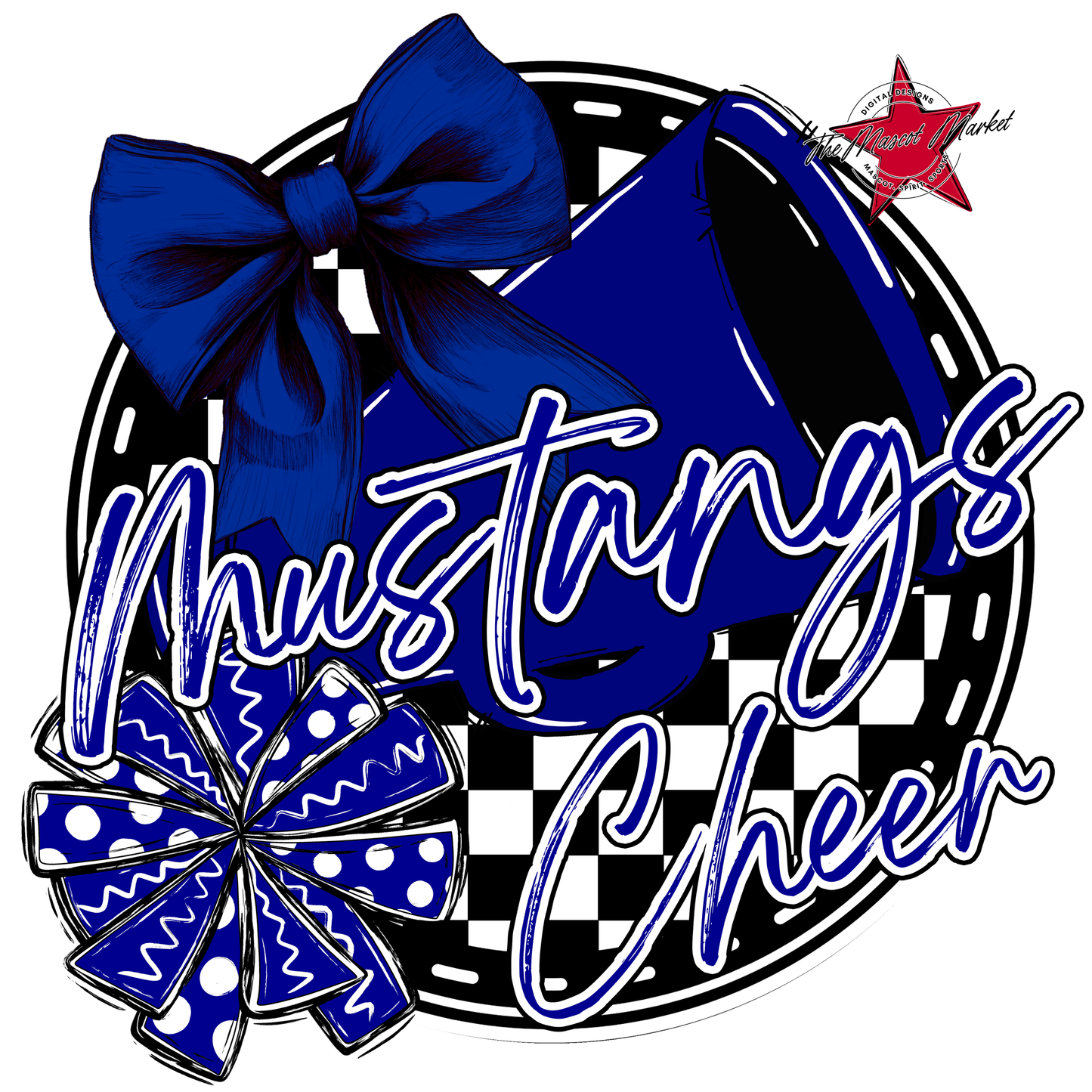 Mustangs Circle Cheer Design-Blue