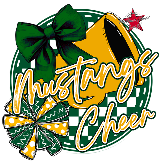Mustangs Circle Cheer Design-Green-Yellow