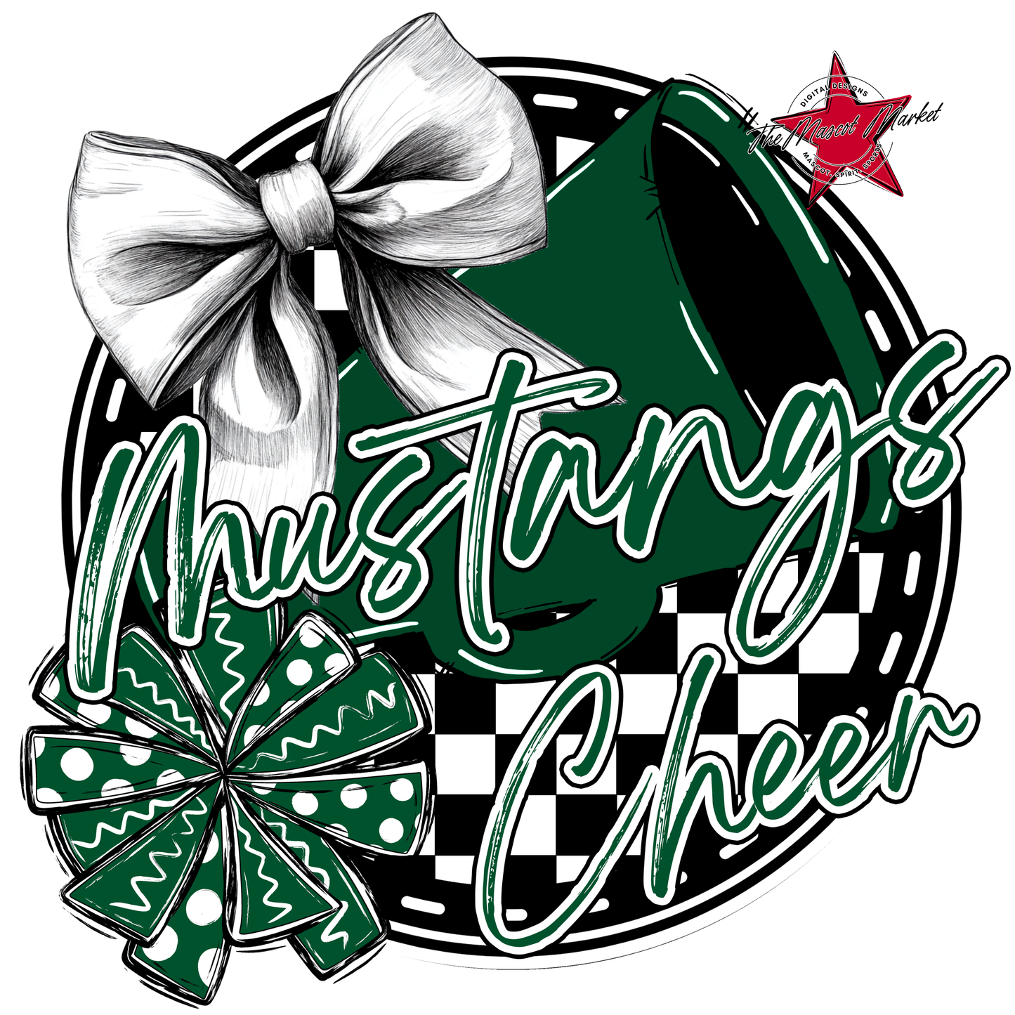 Mustangs Circle Cheer Design-Green