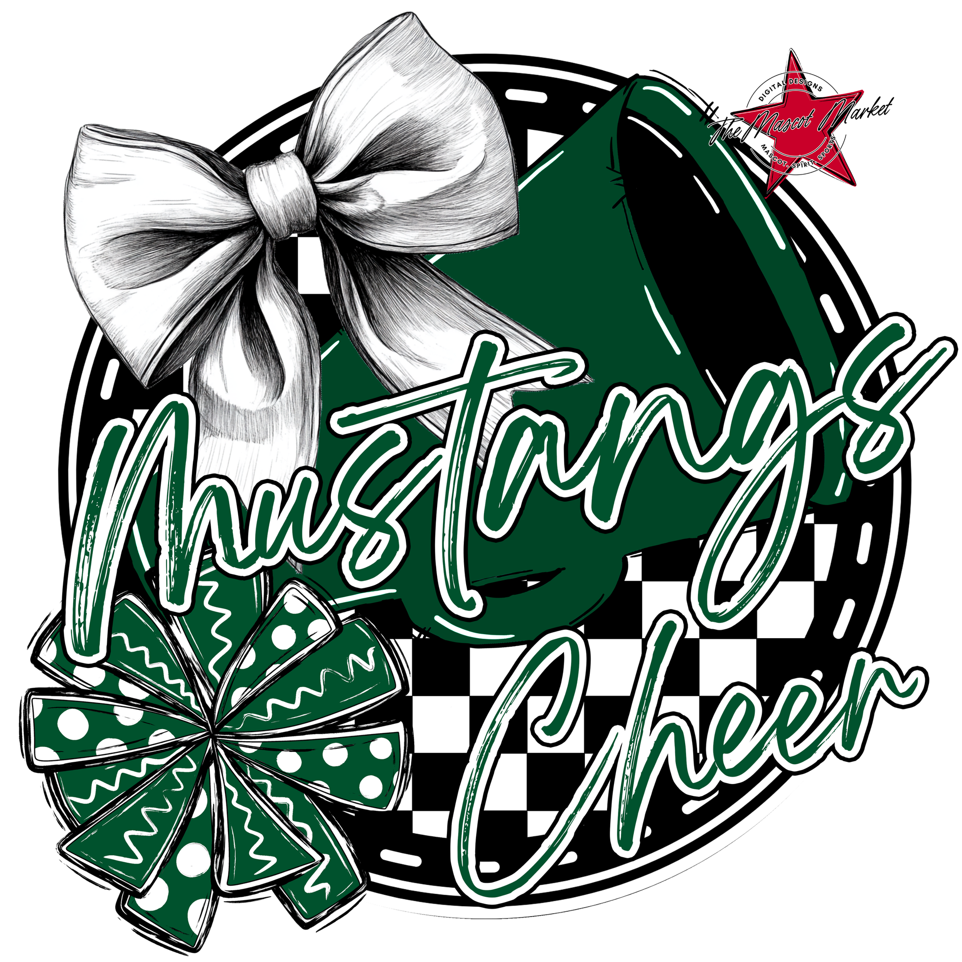 Mustangs Circle Cheer Design-Green