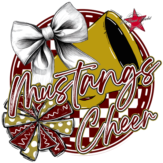 Mustangs Circle Cheer Design-Maroon-Gold