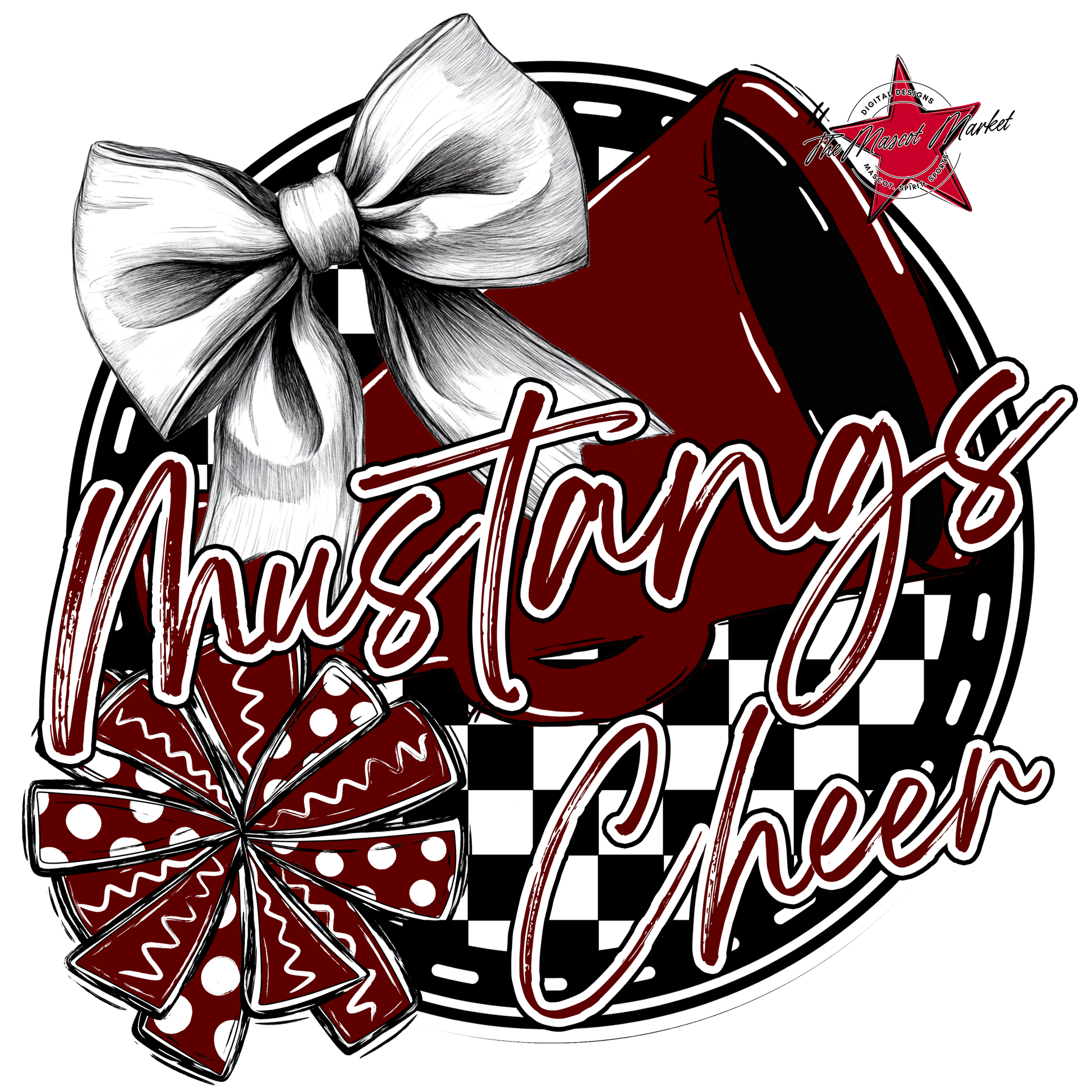 Mustangs Circle Cheer Design-Maroon