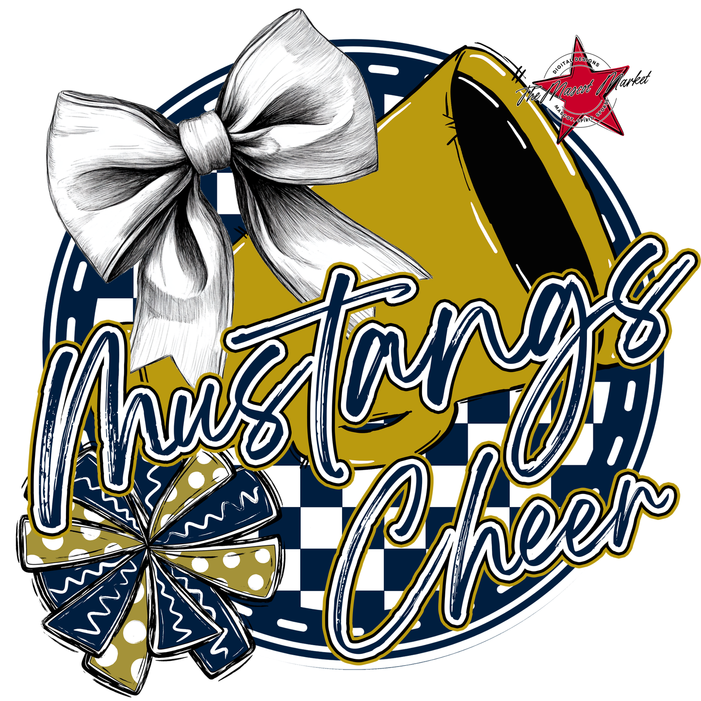 Mustangs Circle Cheer Design-Navy-Gold