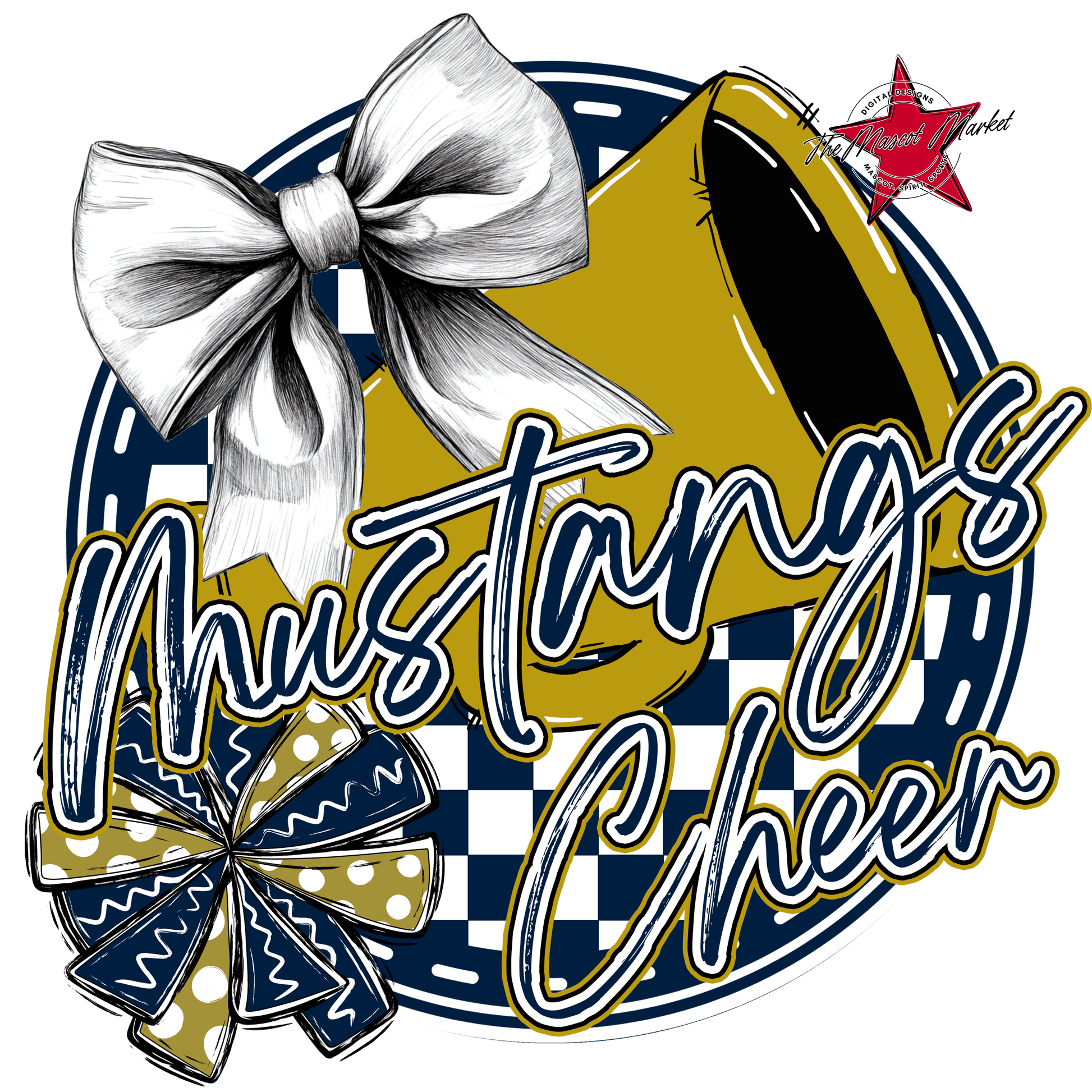 Mustangs Circle Cheer Design-Navy-Gold