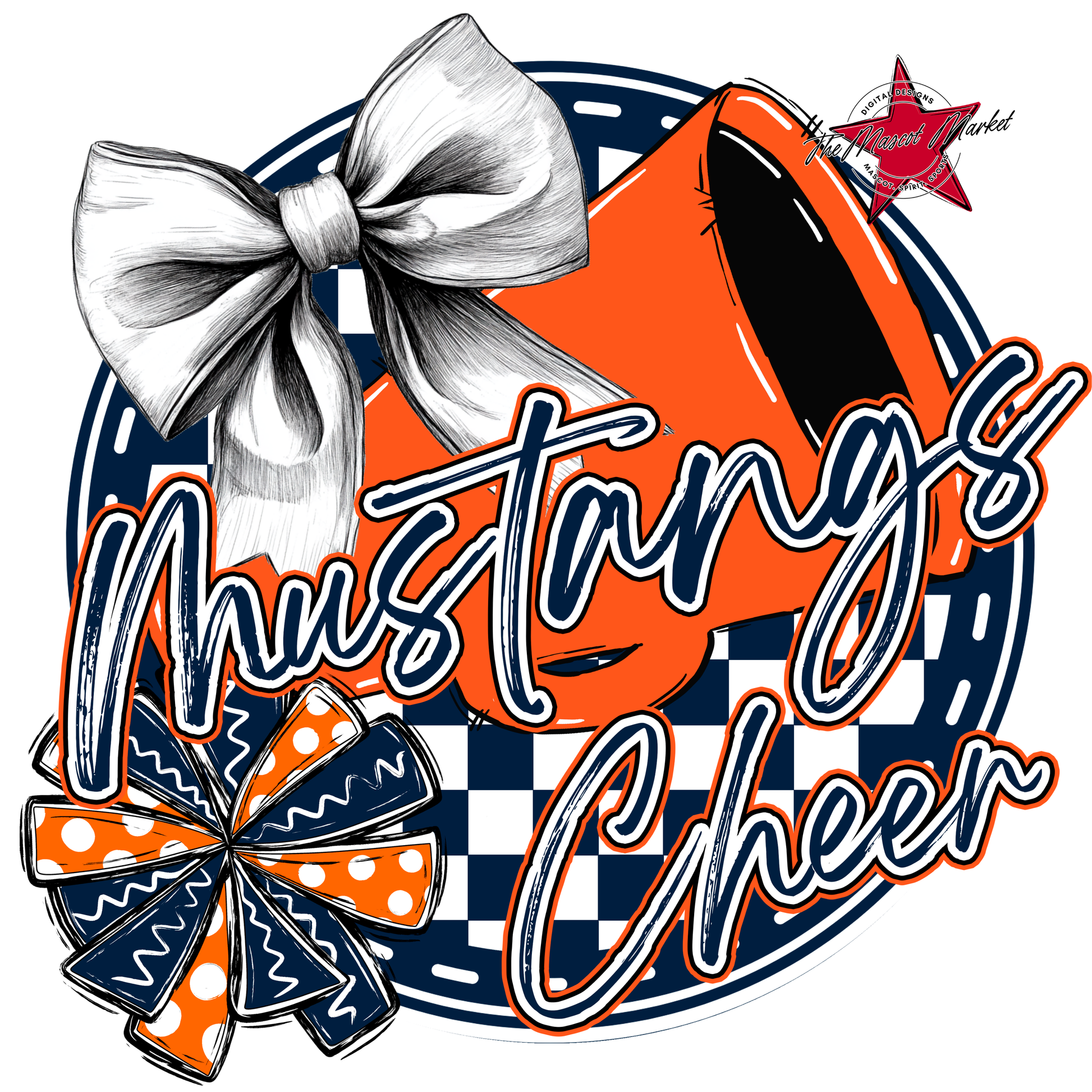 Mustangs Circle Cheer Design-Navy-Orange