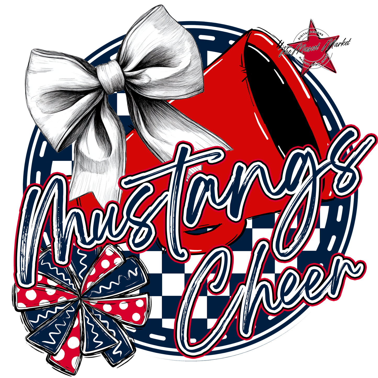 Mustangs Circle Cheer Design-Navy-Red