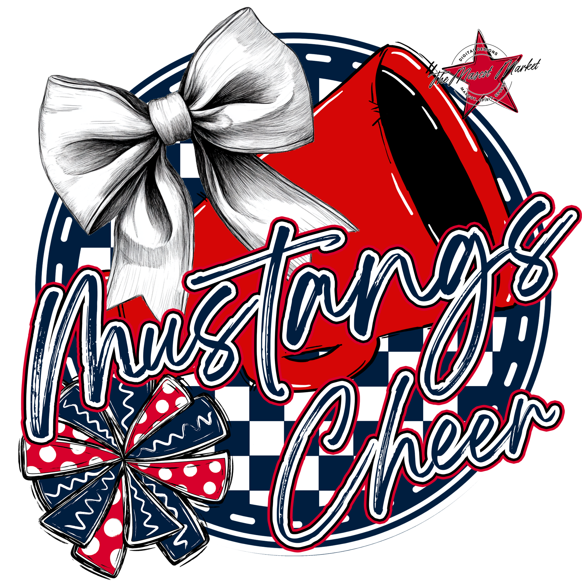 Mustangs Circle Cheer Design-Navy-Red