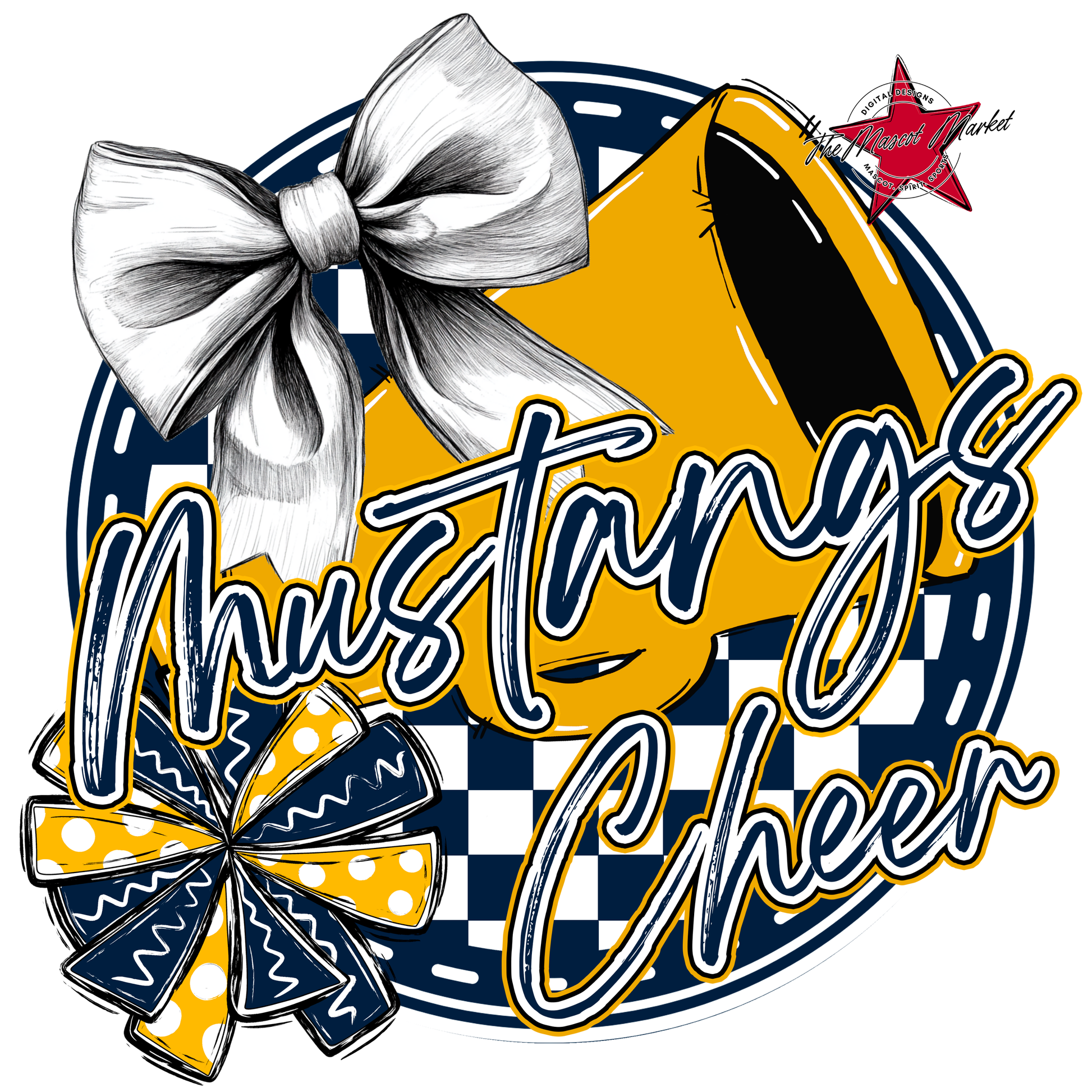 Mustangs Circle Cheer Design-Navy-Yellow