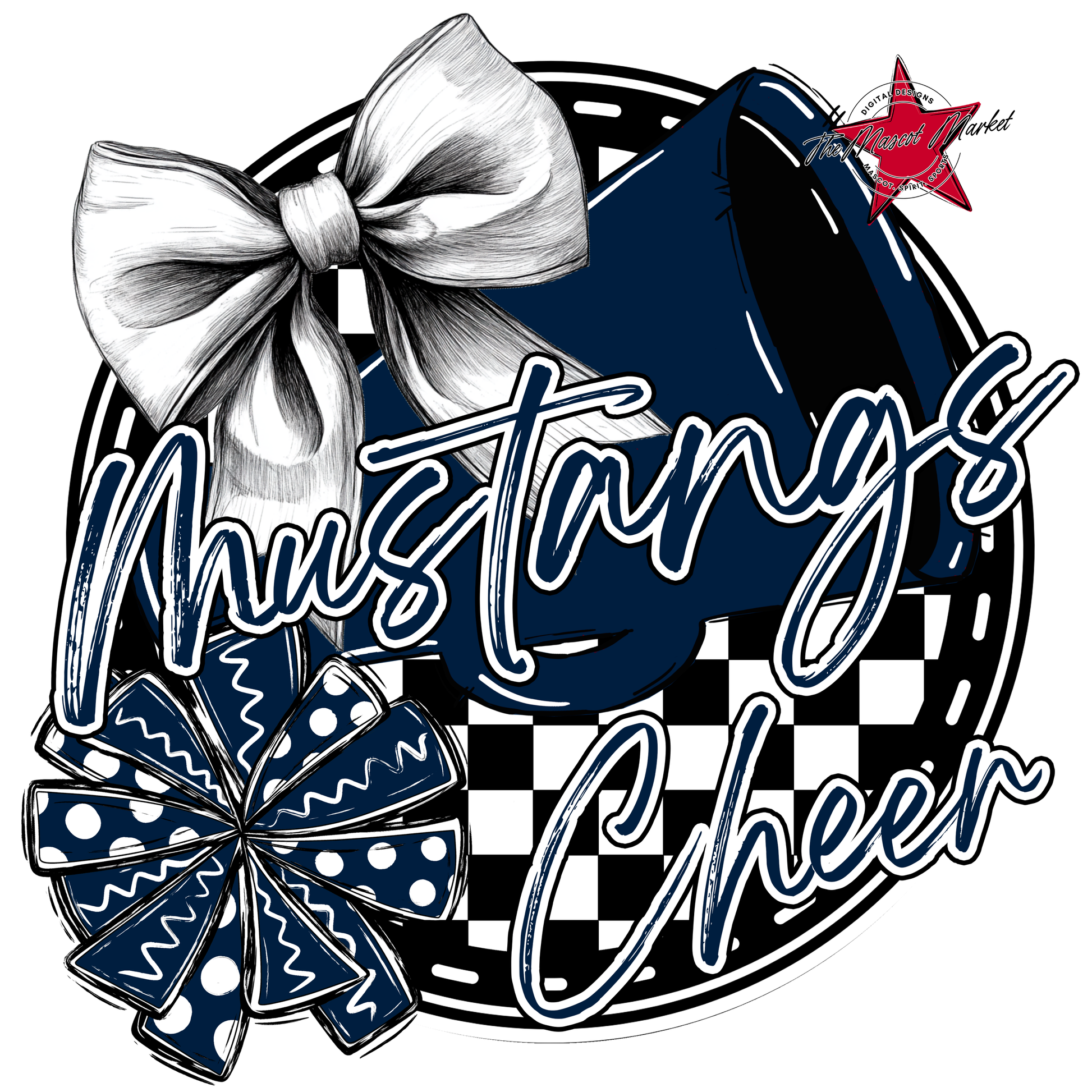 Mustangs Circle Cheer Design-Navy
