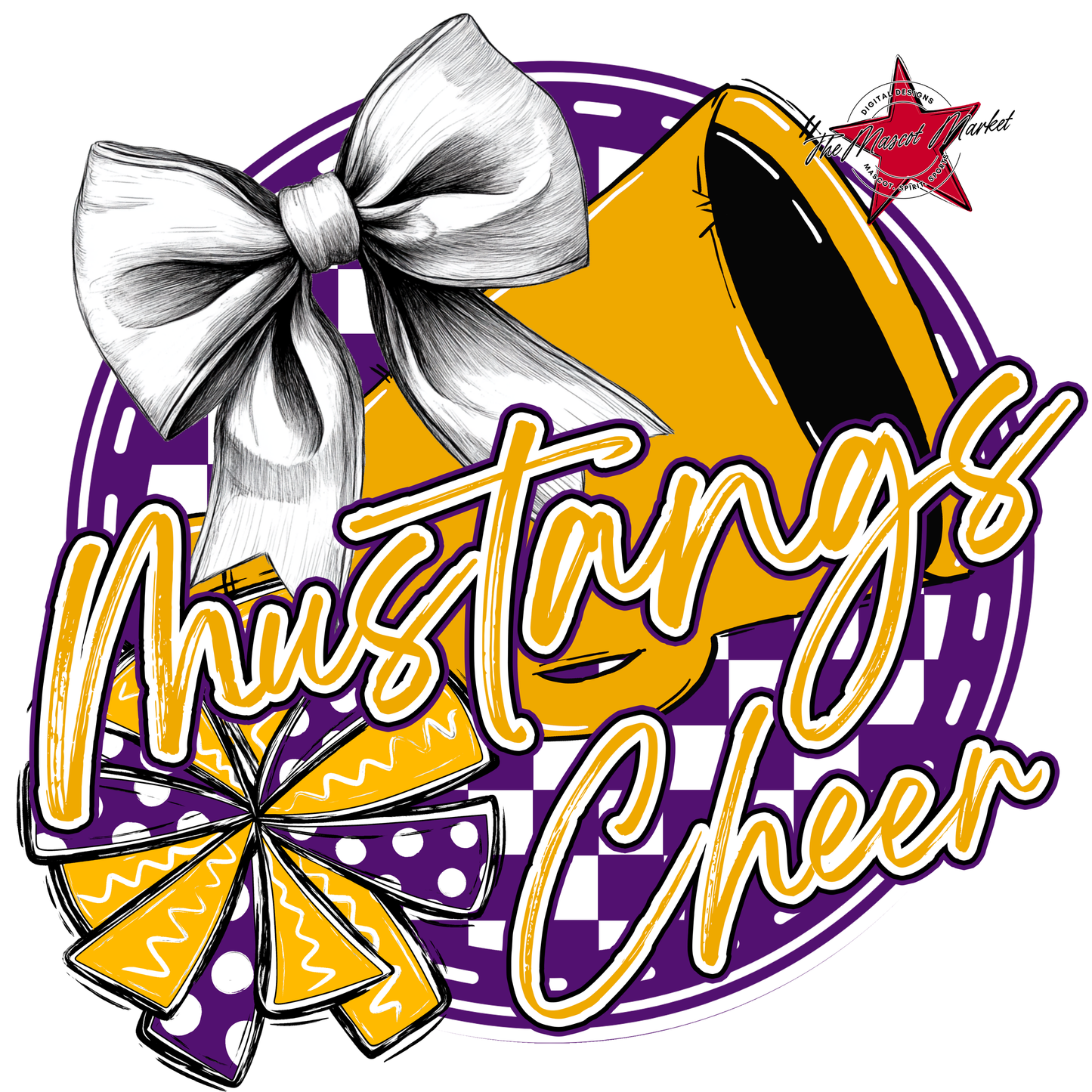 Mustangs Circle Cheer Design-Purple-Yellow