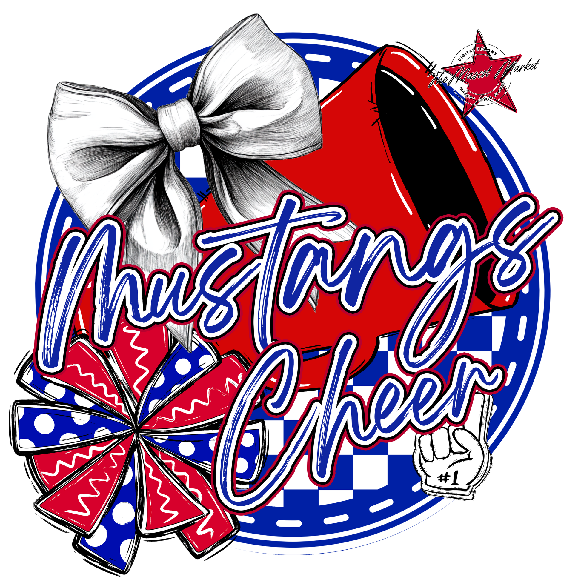 Mustangs Circle Cheer Design-Royal Blue-Red