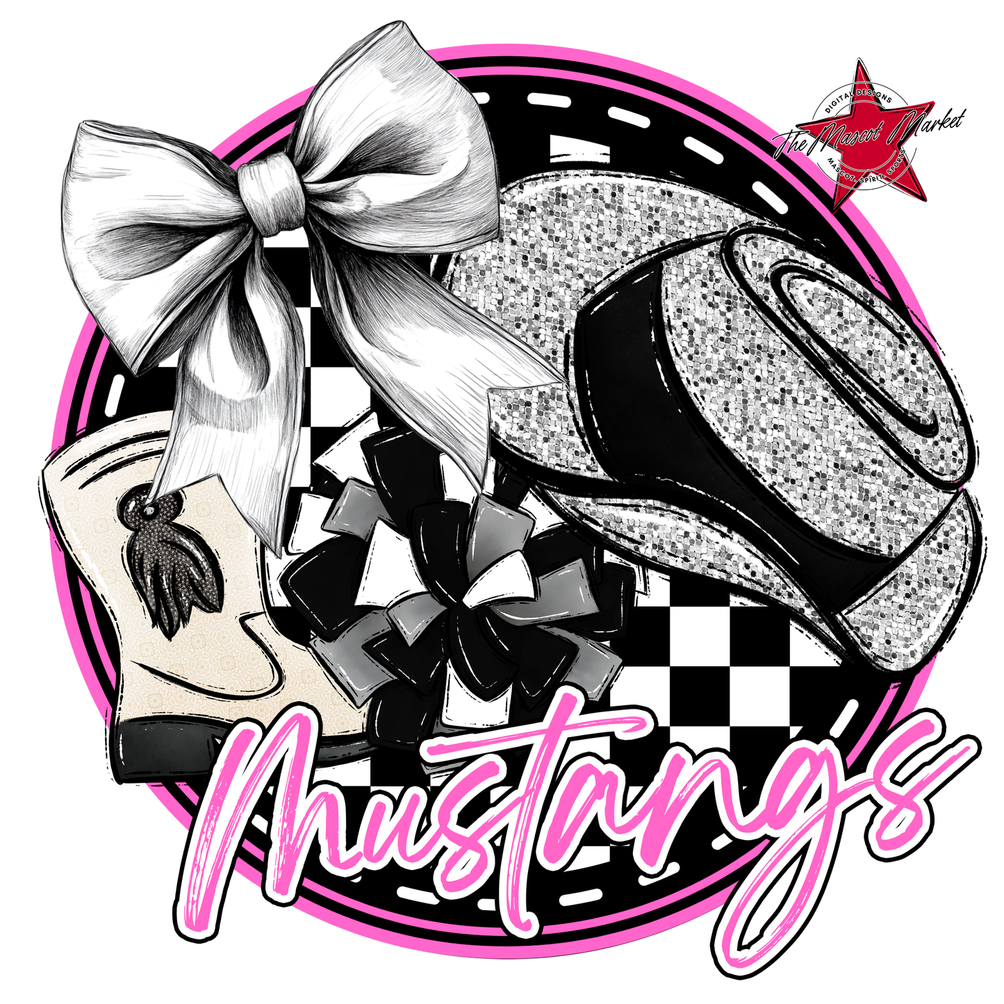 Mustangs Circle Drillteam Design-Baby Pink