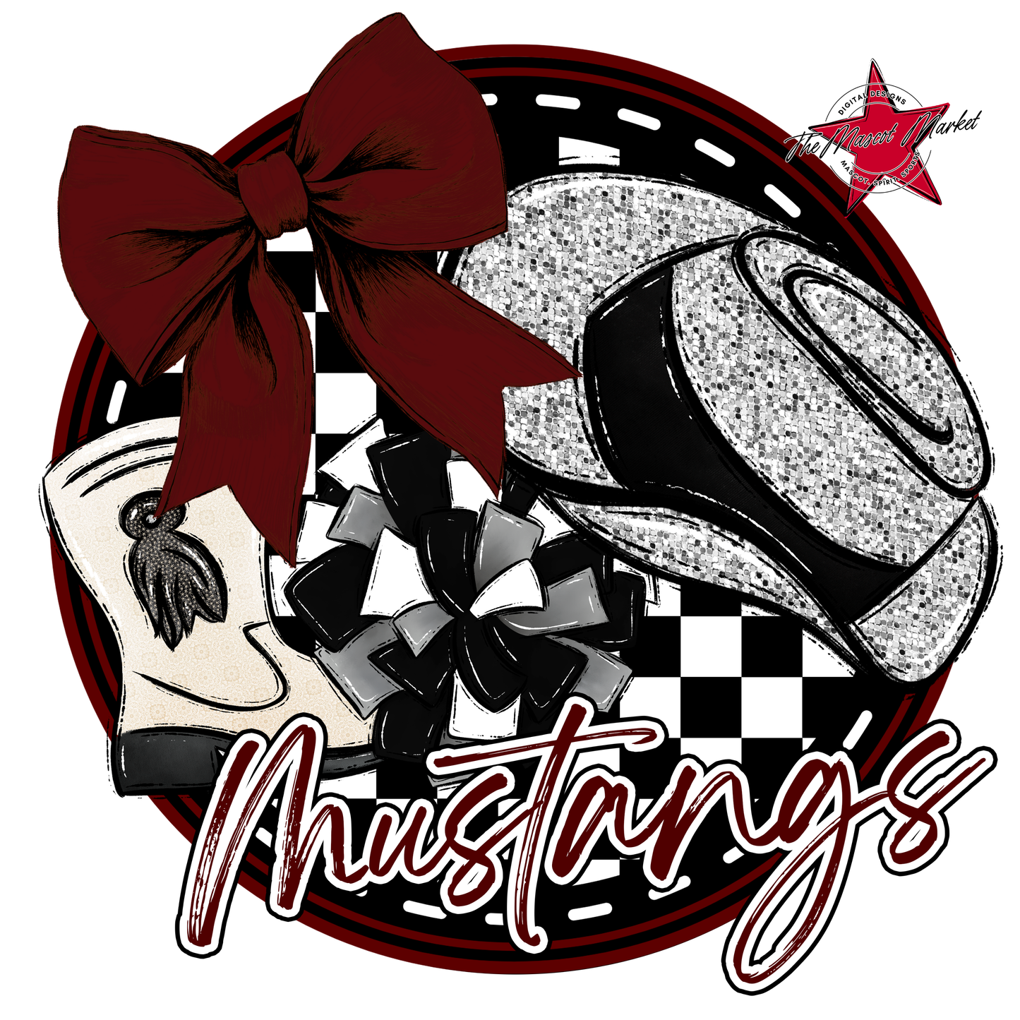 Mustangs Circle Drillteam Design-Maroon