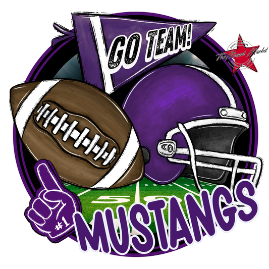Mustangs Circle Football Design-Purple