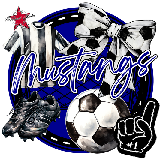 Mustangs Circle Soccer Design-Blue