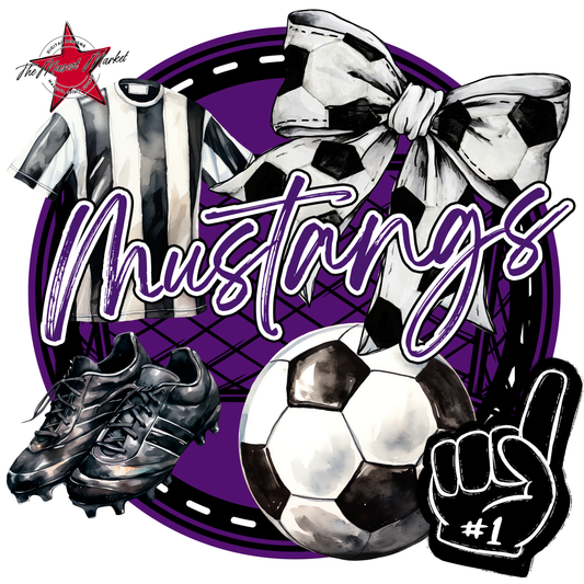 Mustangs Circle Soccer Design-Purple
