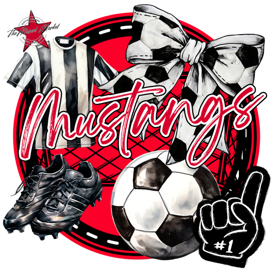 Mustangs Circle Soccer Design-Red