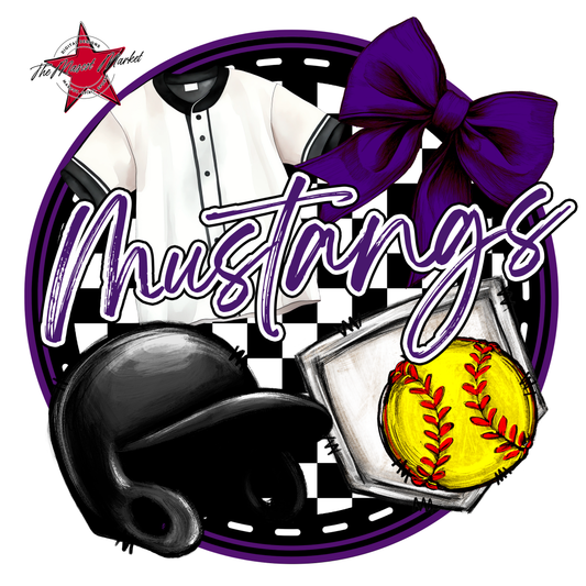 Mustangs Circle Softball Design-Purple