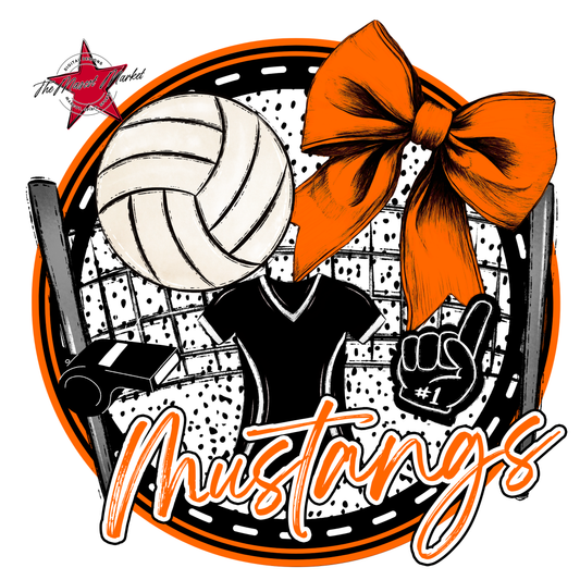 Mustangs Circle Volleyball Design-Orange