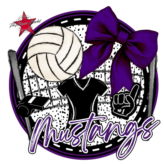 Mustangs Circle Volleyball Design-Purple