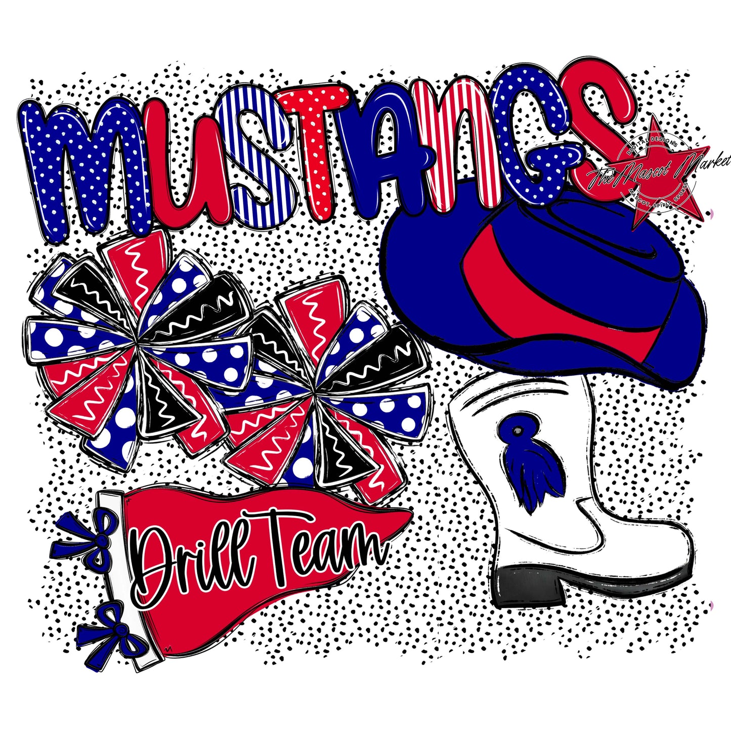 Mustangs Drillteam Spirit-Blue & Red