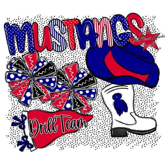 Mustangs Drillteam Spirit-Blue & Red