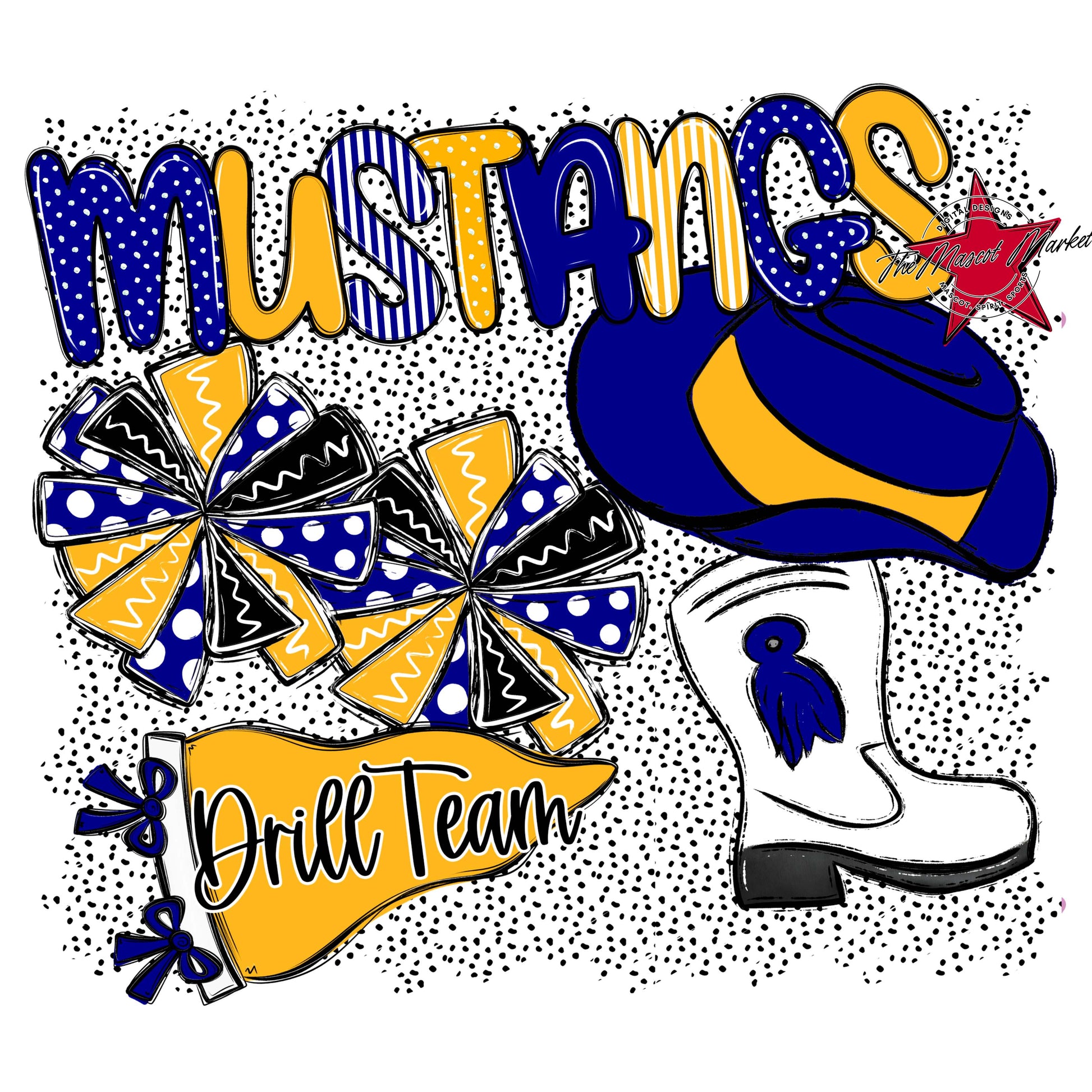 Mustangs Drillteam Spirit-Blue & Yellow