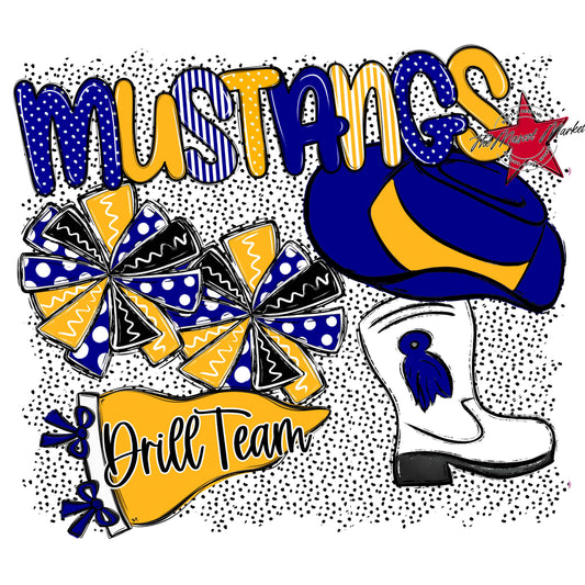 Mustangs Drillteam Spirit-Blue & Yellow
