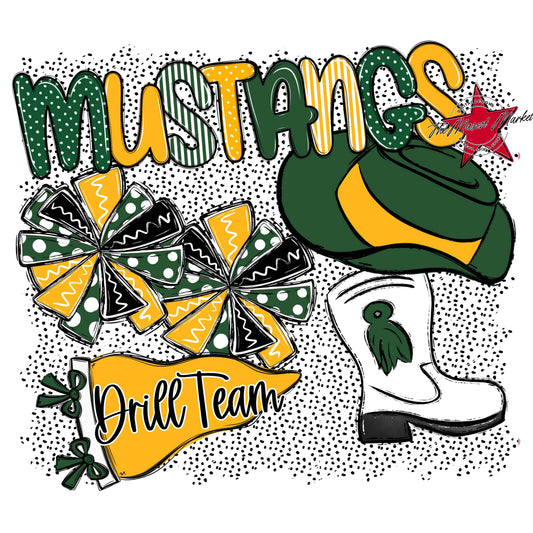 Mustangs Drillteam Spirit-Green & Yellow