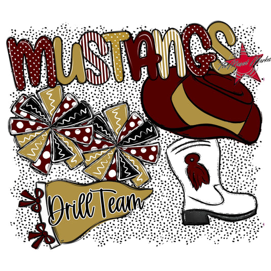 Mustangs Drillteam Spirit-Maroon & Gold