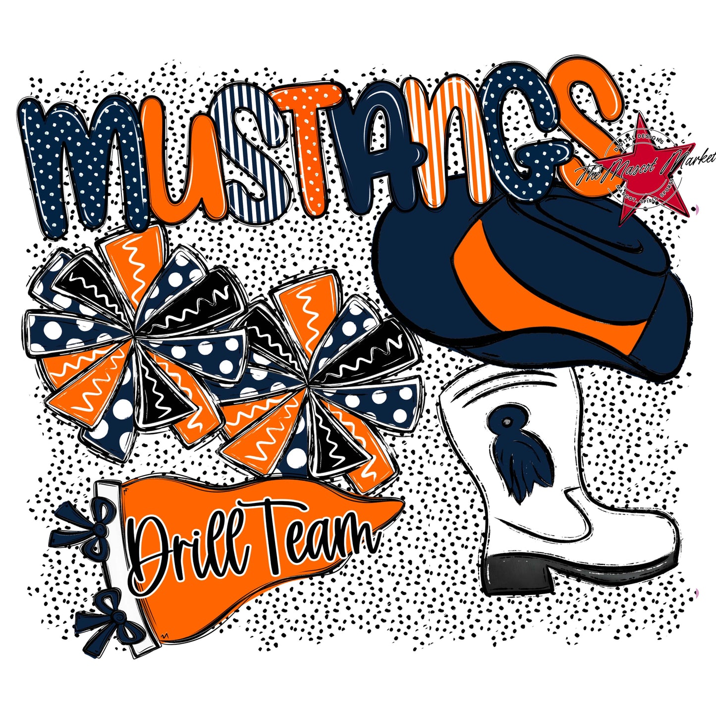 Mustangs Drillteam Spirit-Navy & Orange