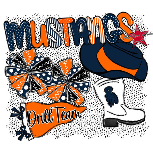 Mustangs Drillteam Spirit-Navy & Orange