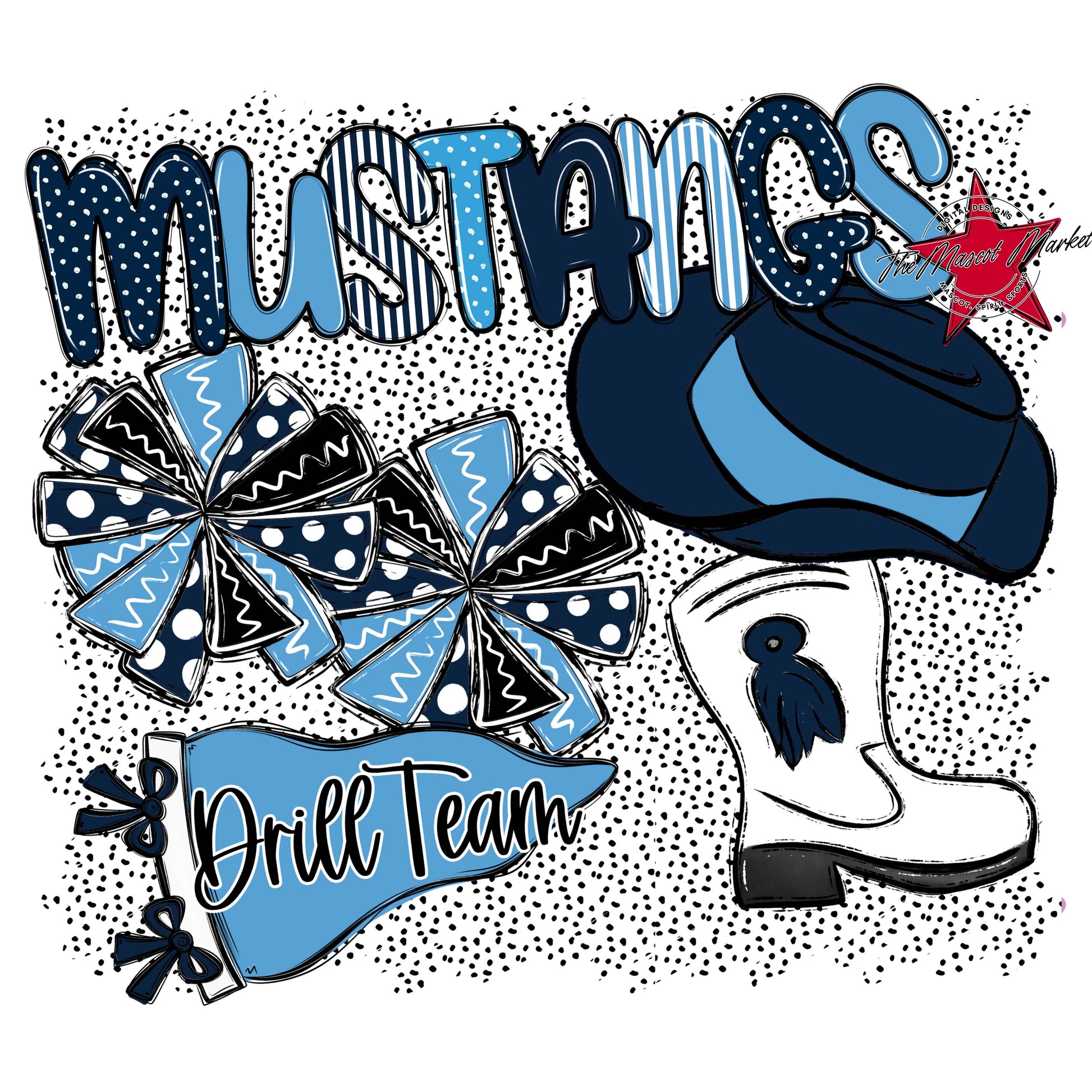 Mustangs Drillteam Spirit-Navy & Carolina Blue
