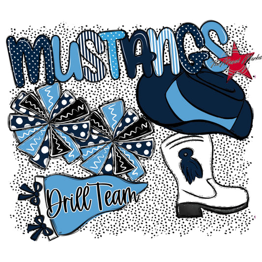 Mustangs Drillteam Spirit-Navy & Carolina Blue