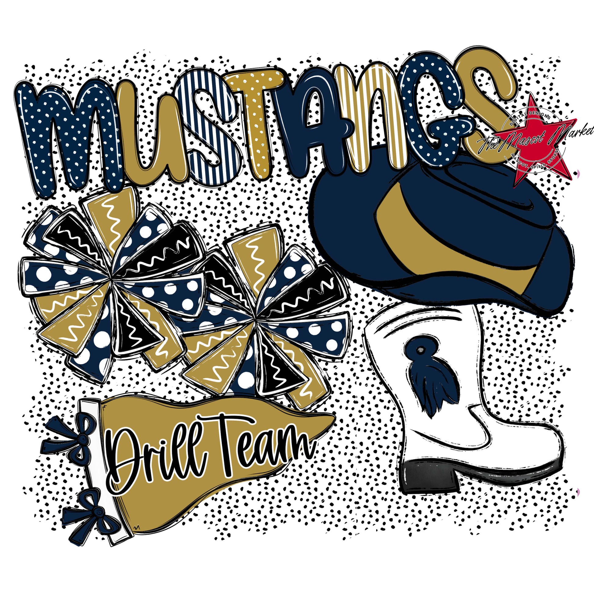 Mustangs Drillteam Spirit-Navy & Gold