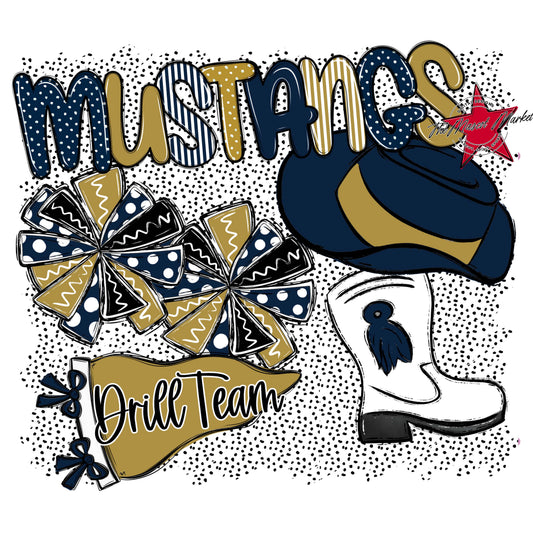 Mustangs Drillteam Spirit-Navy & Gold