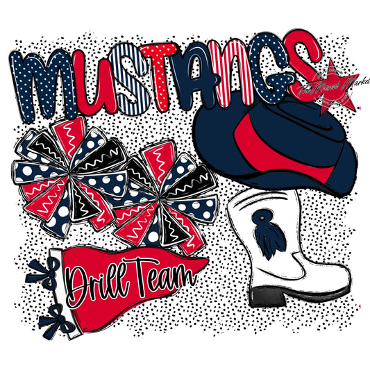Mustangs Drillteam Spirit-Navy & Red