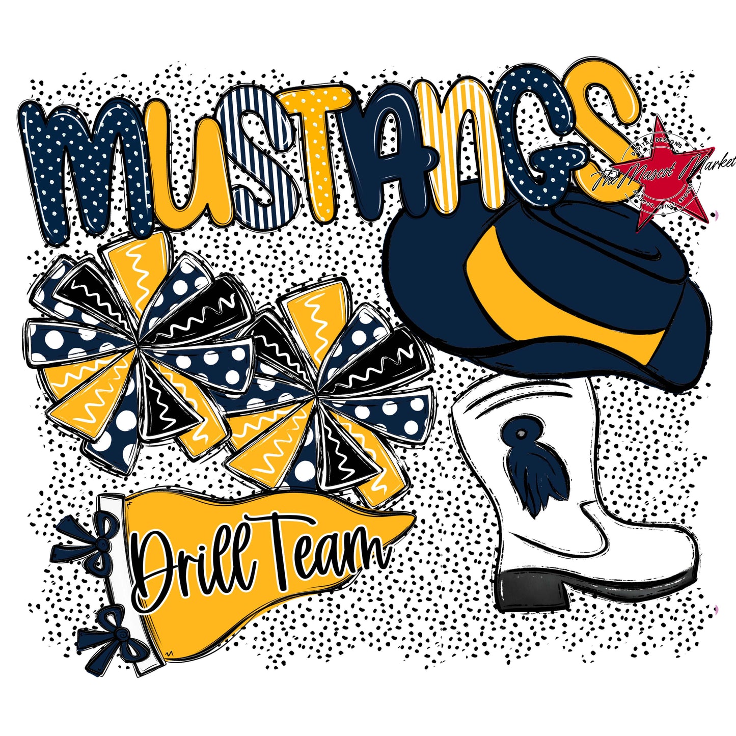 Mustangs Drillteam Spirit-Navy & Yellow