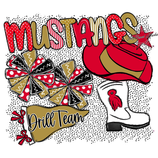 Mustangs Drillteam Spirit-Red & Gold