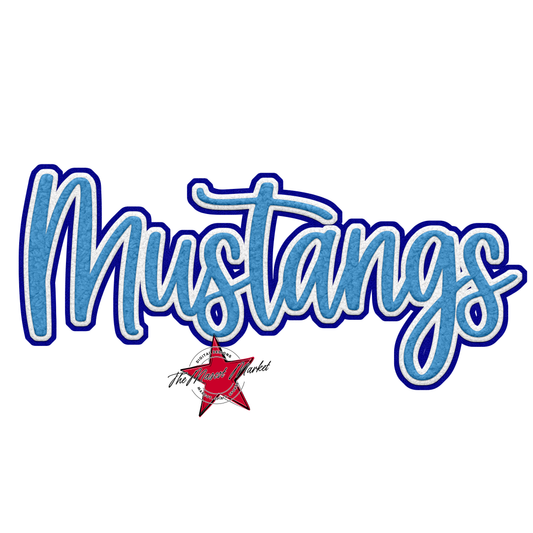 Mustangs Faux Chenille Patch-Blue-Carolina Blue