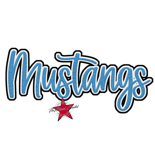 Mustangs Faux Chenille Patch-Carolina Blue