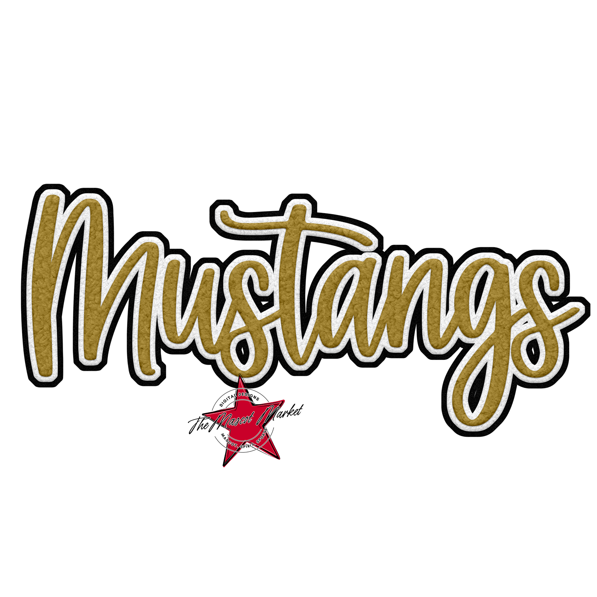 Mustangs Faux Chenille Patch-Gold