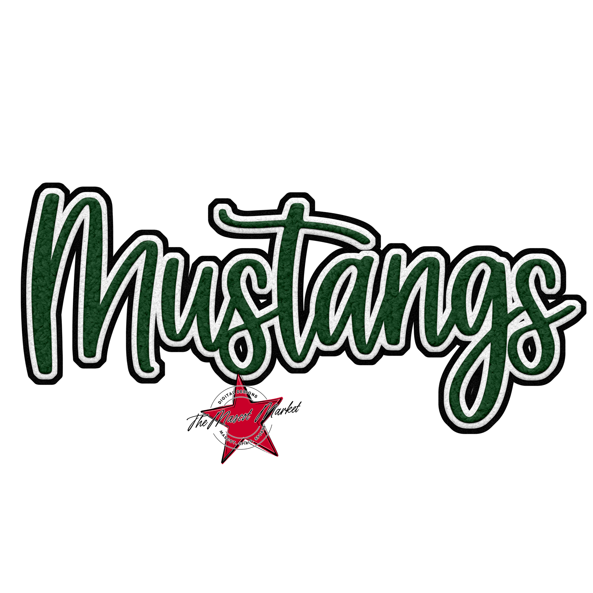 Mustangs Faux Chenille Patch-Green