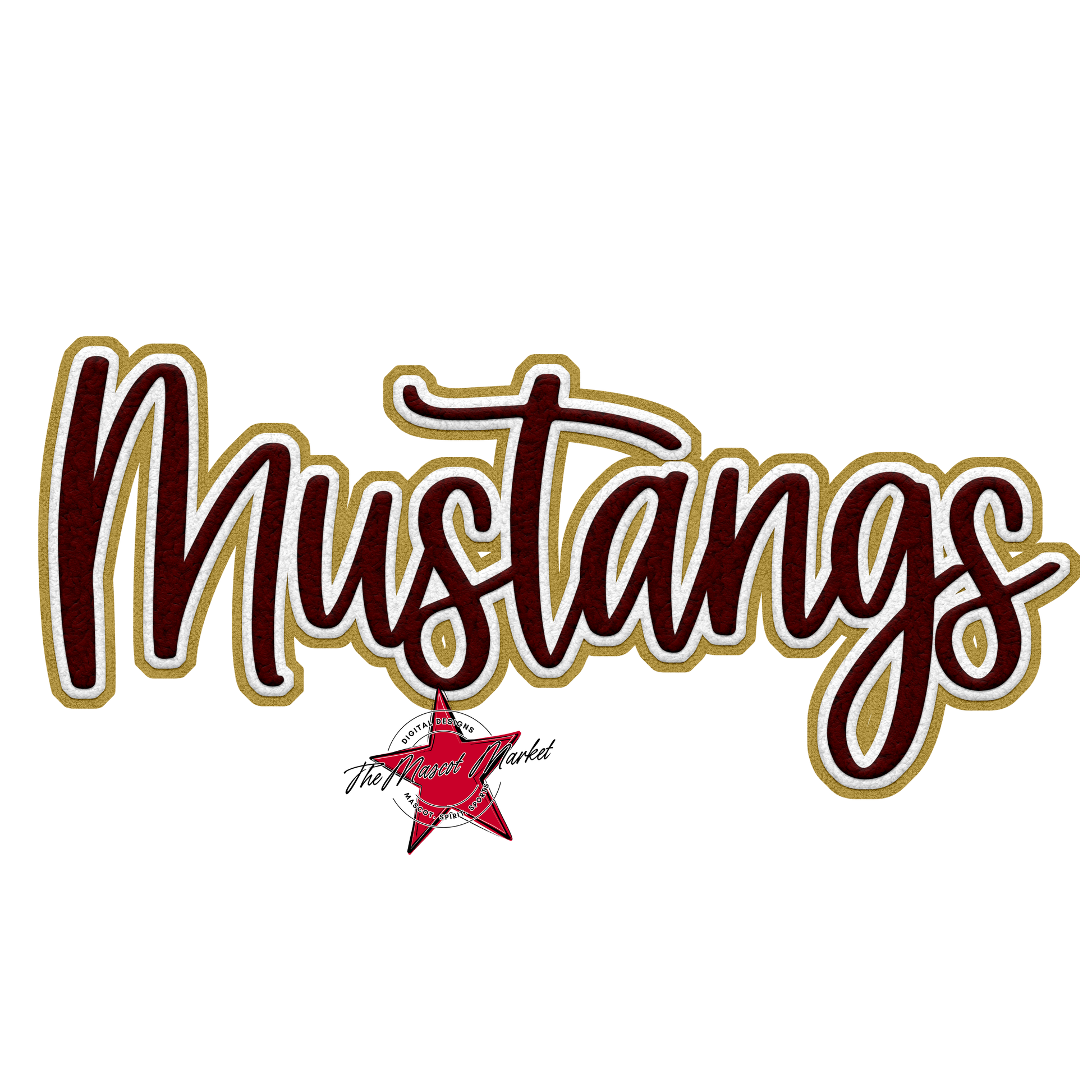 Mustangs Faux Chenille Patch-Maroon-Gold