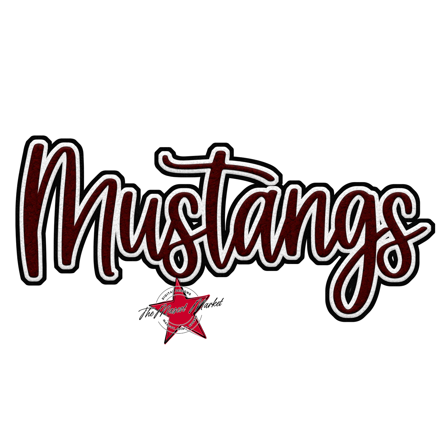 Mustangs Faux Chenille Patch-Maroon