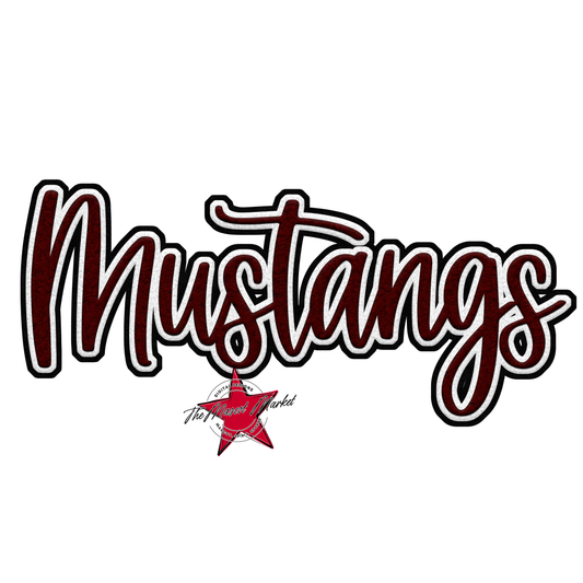 Mustangs Faux Chenille Patch-Maroon