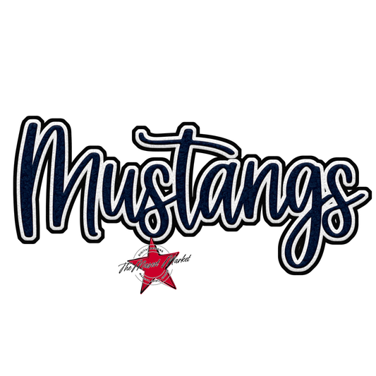 Mustangs Faux Chenille Patch-Navy