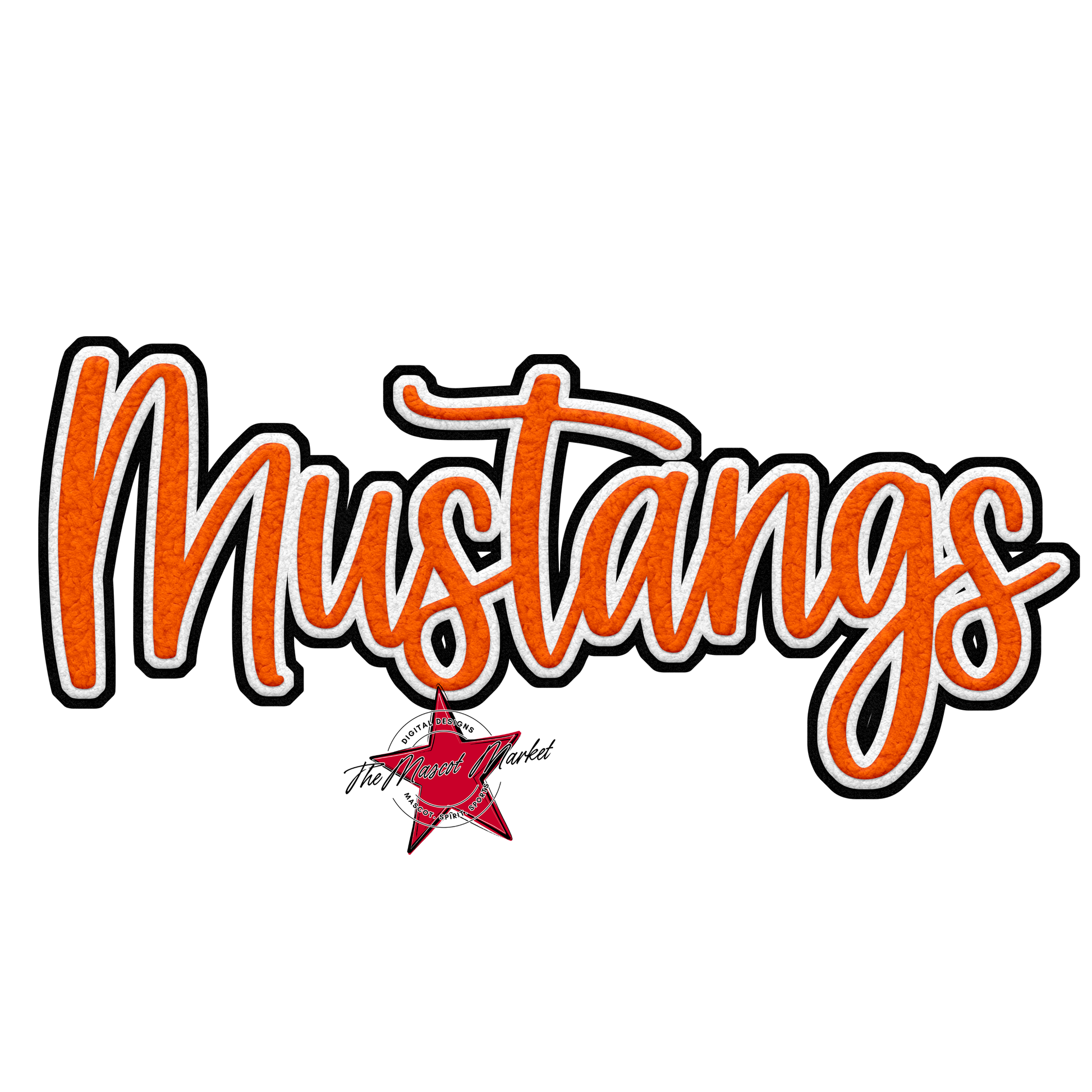 Mustangs Faux Chenille Patch-Orange