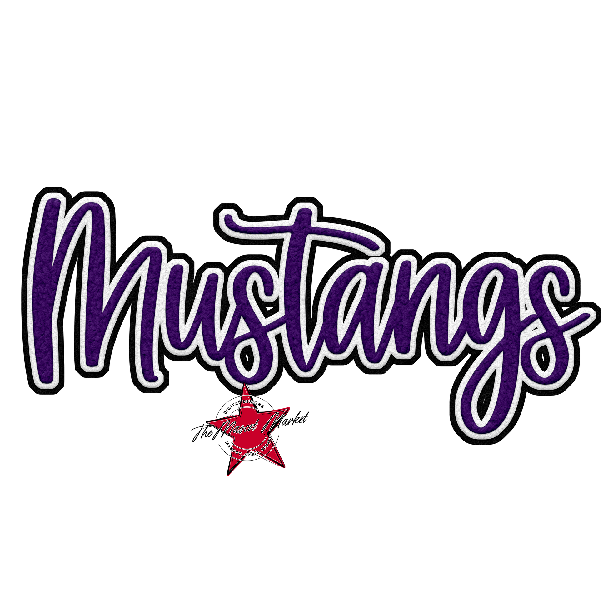 Mustangs Faux Chenille Patch-Purple