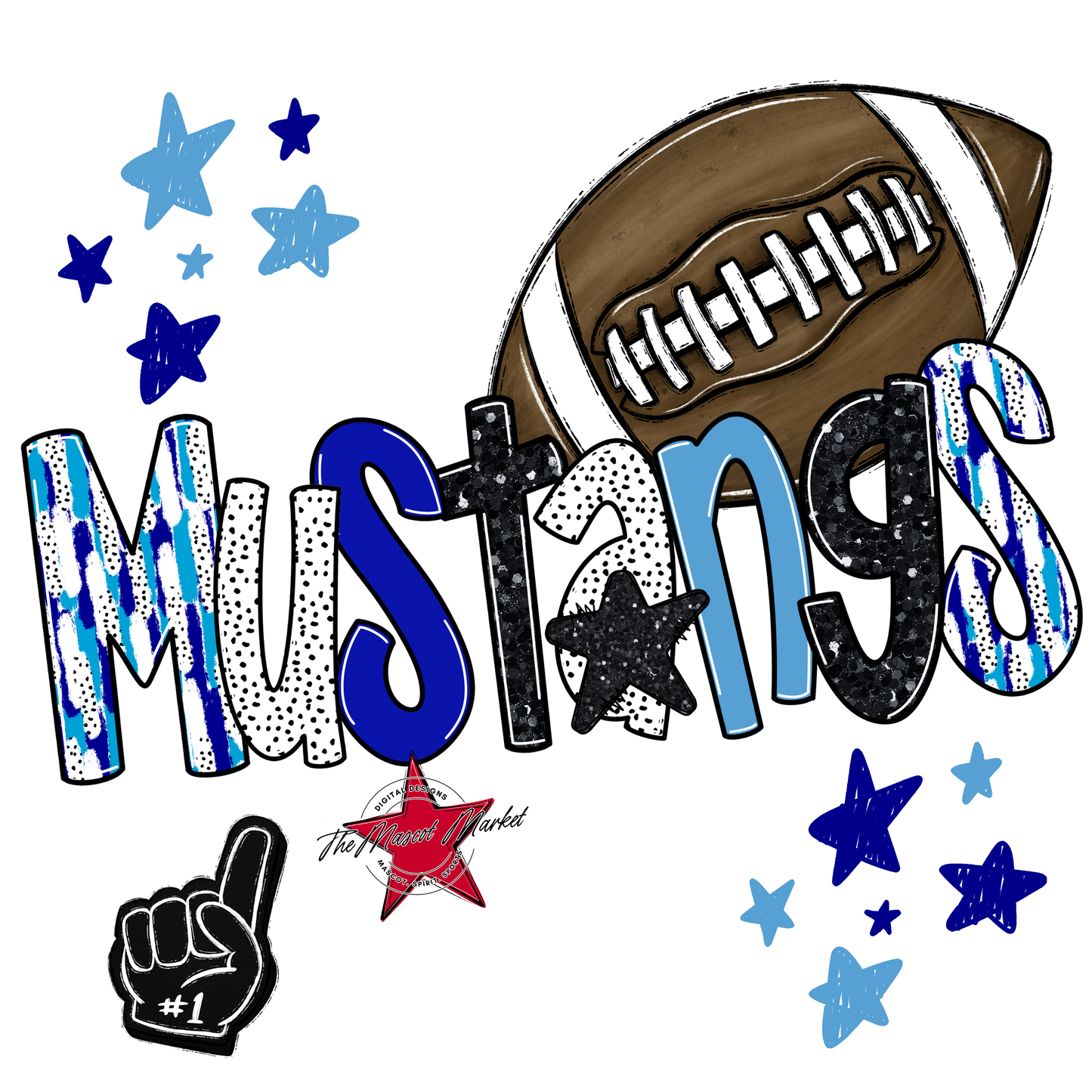 Mustangs Football Scrape-Blue-Carolina Blue